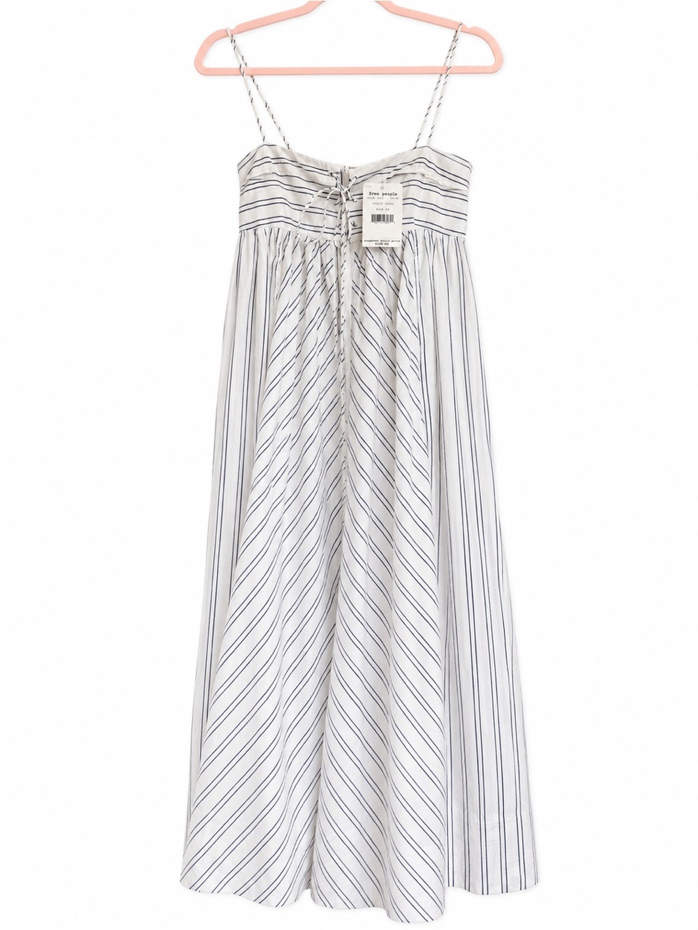 Free People White & Navy Striped Spaghetti Strap Maxi Dress - Picture 2 of 6